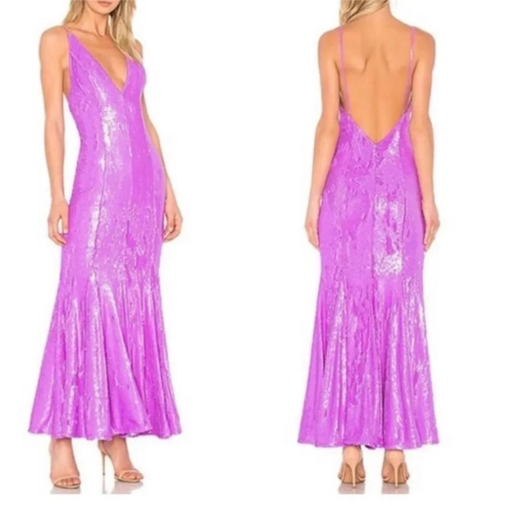 NWT NBD Revolve Chiquitita Purple/Pink Sequin Mermaid Gown